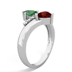 Lab Emerald Heart To Heart 14K White Gold ring R2064