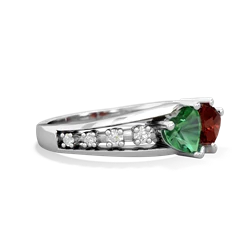 Lab Emerald Heart To Heart 14K White Gold ring R3342