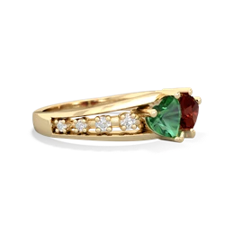 Lab Emerald Heart To Heart 14K Yellow Gold ring R3342