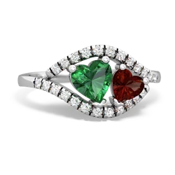 Lab Emerald Mother And Child 14K White Gold ring R3010