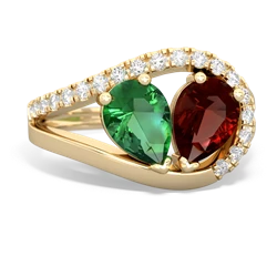 Lab Emerald Nestled Heart Keepsake 14K Yellow Gold ring R5650