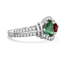 Lab Emerald Art-Deco Keepsake 14K White Gold ring R5630