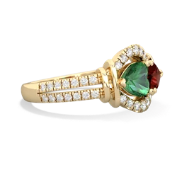 Lab Emerald Art-Deco Keepsake 14K Yellow Gold ring R5630