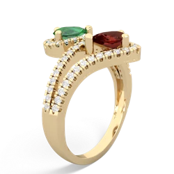 Lab Emerald Diamond Dazzler 14K Yellow Gold ring R3000