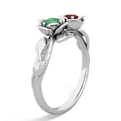 Lab Emerald Rose Garden 14K White Gold ring R5510