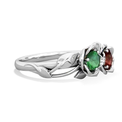 Lab Emerald Rose Garden 14K White Gold ring R5510