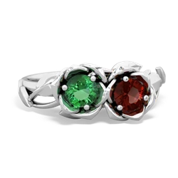 Lab Emerald Rose Garden 14K White Gold ring R5510