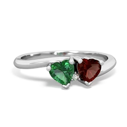 Lab Emerald Sweethearts 14K White Gold ring R5260