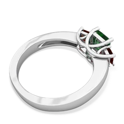 Lab Emerald Three Stone Trellis 14K White Gold ring R4015