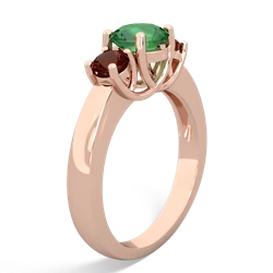 Lab Emerald Three Stone Round Trellis 14K Rose Gold ring R4018