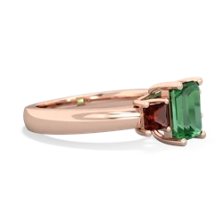 Lab Emerald Three Stone Emerald-Cut Trellis 14K Rose Gold ring R4021