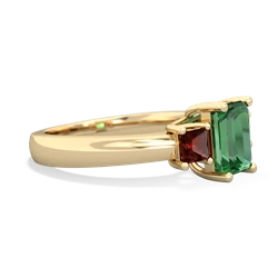 Lab Emerald Three Stone Emerald-Cut Trellis 14K Yellow Gold ring R4021