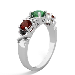 Lab Emerald Hugs And Kisses 14K White Gold ring R5016