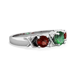 Lab Emerald Hugs And Kisses 14K White Gold ring R5016