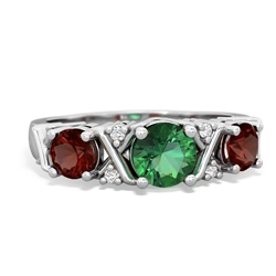 Lab Emerald Hugs And Kisses 14K White Gold ring R5016