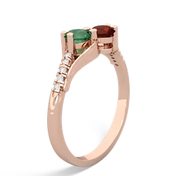 Lab Emerald Infinity Pave Two Stone 14K Rose Gold ring R5285