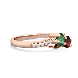 Lab Emerald Infinity Pave Two Stone 14K Rose Gold ring R5285