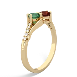 Lab Emerald Infinity Pave Two Stone 14K Yellow Gold ring R5285