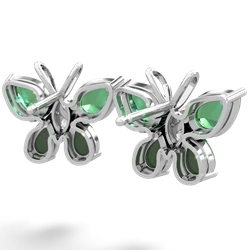 Lab Emerald Butterfly 14K White Gold earrings E2215