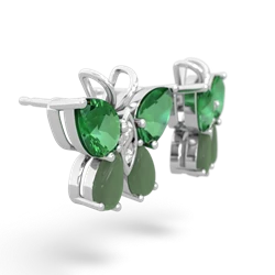 Lab Emerald Butterfly 14K White Gold earrings E2215