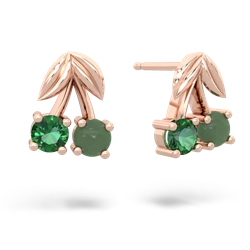 Lab Emerald Sweet Cherries 14K Rose Gold earrings E7001