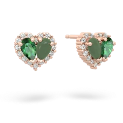 Lab Emerald Halo 14K Rose Gold earrings E7008