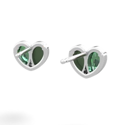 Lab Emerald 'Our Heart' 14K White Gold earrings E5072