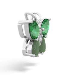 Lab Emerald Butterfly 14K White Gold pendant P2215