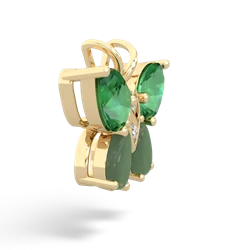 Lab Emerald Butterfly 14K Yellow Gold pendant P2215