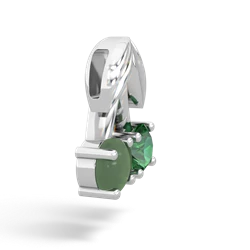 Lab Emerald Sweet Cherries 14K White Gold pendant P7001