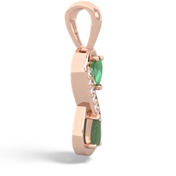 Lab Emerald Diamond Infinity 14K Rose Gold pendant P5390