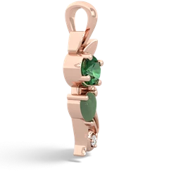 Lab Emerald Kitten 14K Rose Gold pendant P5780