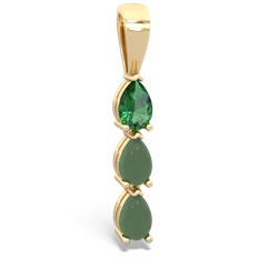 Lab Emerald Dew Drops 14K Yellow Gold pendant P2251