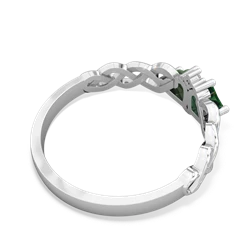 Lab Emerald Heart To Heart Braid 14K White Gold ring R5870