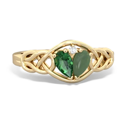 Lab Emerald Celtic Love Knot 14K Yellow Gold ring R5420