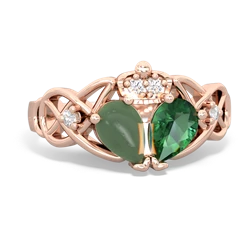 Lab Emerald 'One Heart' Celtic Knot Claddagh 14K Rose Gold ring R5322