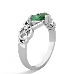 Lab Emerald 'One Heart' Celtic Knot Claddagh 14K White Gold ring R5322