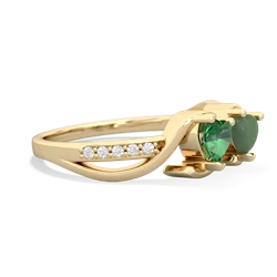 Lab Emerald Side By Side 14K Yellow Gold ring R3090