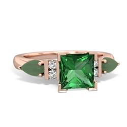 Lab Emerald 6Mm Princess Eternal Embrace Engagement 14K Rose Gold ring C2002