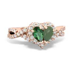 Lab Emerald Diamond Twist 'One Heart' 14K Rose Gold ring R2640HRT