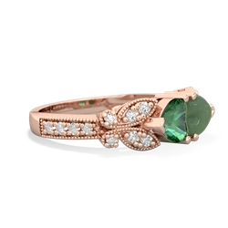 Lab Emerald Diamond Butterflies 14K Rose Gold ring R5601