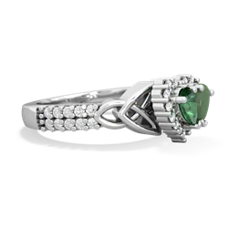 Lab Emerald Celtic Knot Two Hearts As One 14K White Gold ring R2644HRT