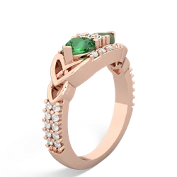 Lab Emerald Sparkling Celtic Knot 14K Rose Gold ring R2645