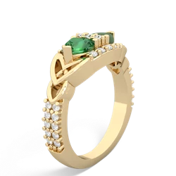 Lab Emerald Sparkling Celtic Knot 14K Yellow Gold ring R2645