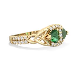 Lab Emerald Sparkling Celtic Knot 14K Yellow Gold ring R2645