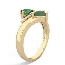 Lab Emerald Heart To Heart 14K Yellow Gold ring R2064