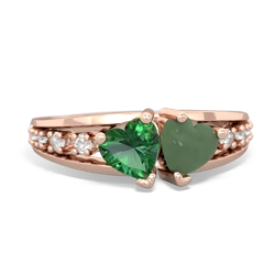 Lab Emerald Heart To Heart 14K Rose Gold ring R3342