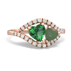 Lab Emerald Mother And Child 14K Rose Gold ring R3010