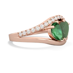 Lab Emerald Nestled Heart Keepsake 14K Rose Gold ring R5650