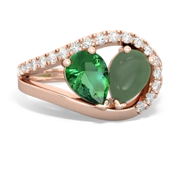 Lab Emerald Nestled Heart Keepsake 14K Rose Gold ring R5650